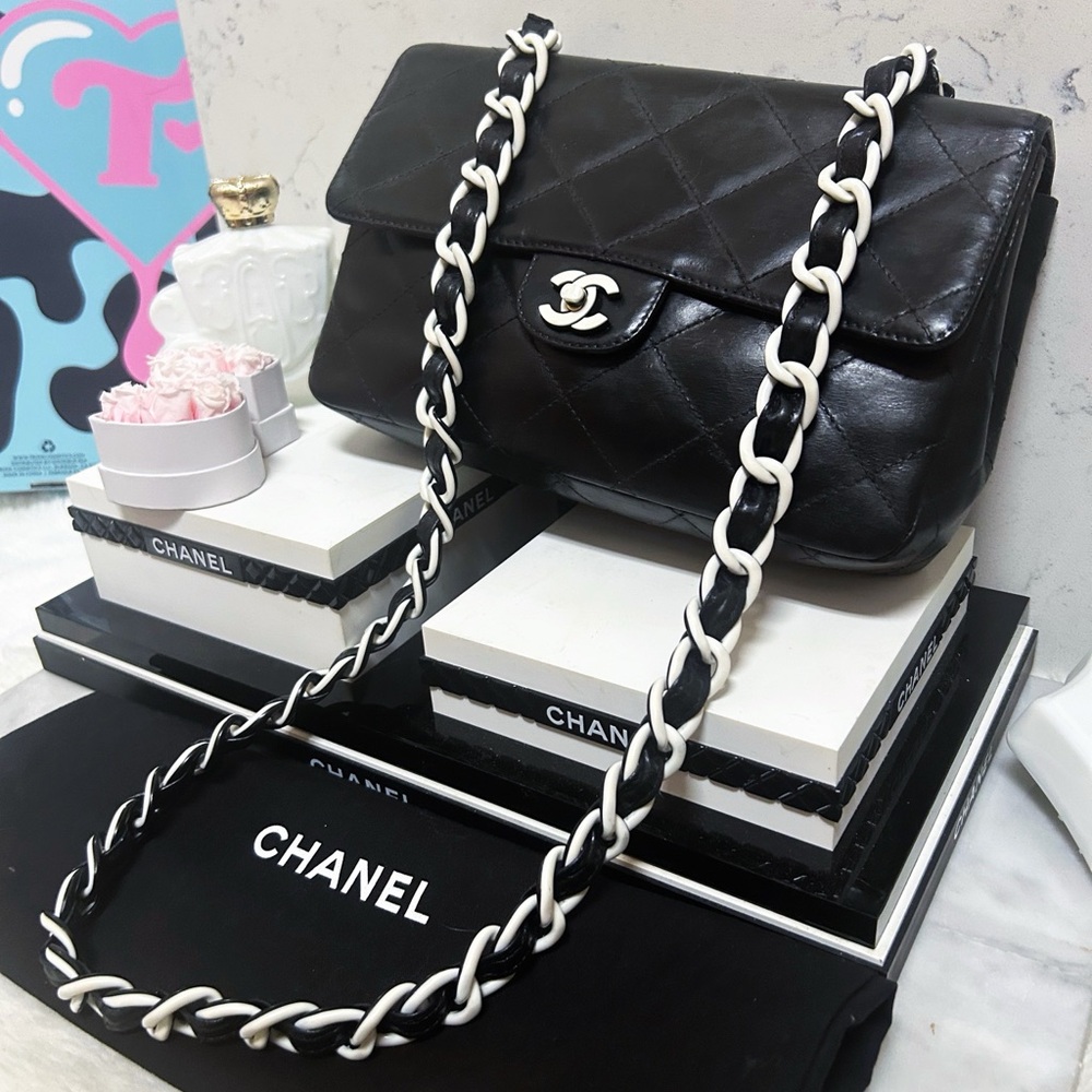 Authentic Chanel RARE Limited Ed. Medium Black & White Classic Single Flap Bag - Picture 4 of 16